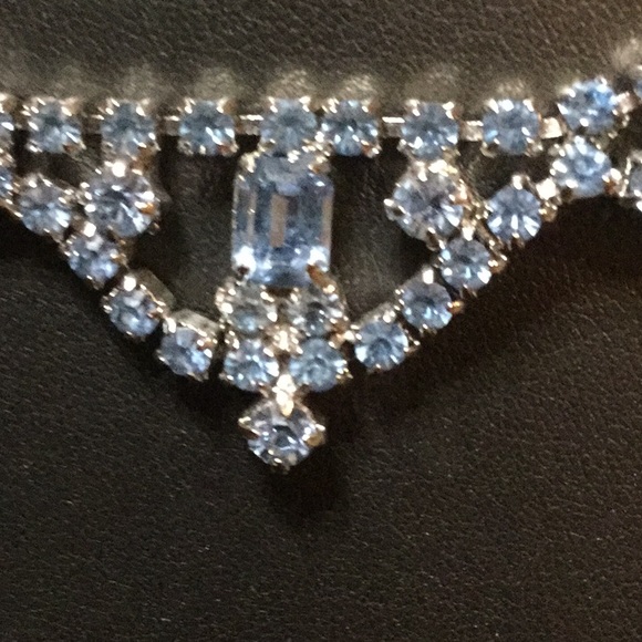 Vintage blue Rhinestone Collar Necklace - Picture 6 of 7